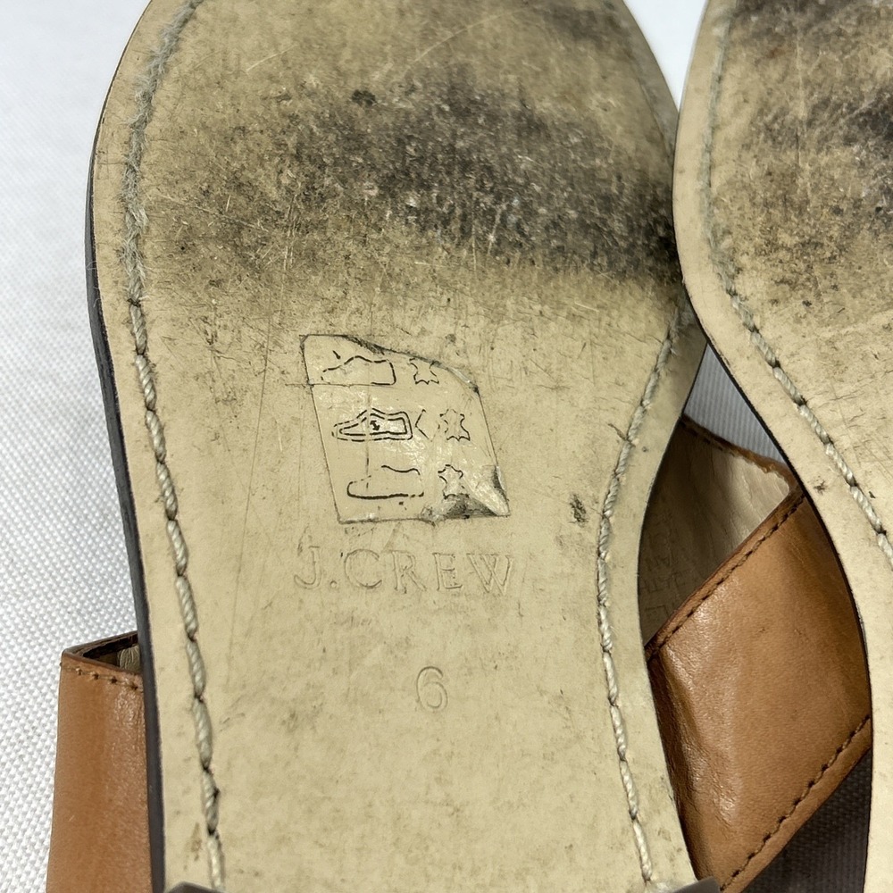 J. Crew Thong Sandals Women's Size 6 Genuine Leather Brown Tan Slides - Picture 14 of 14